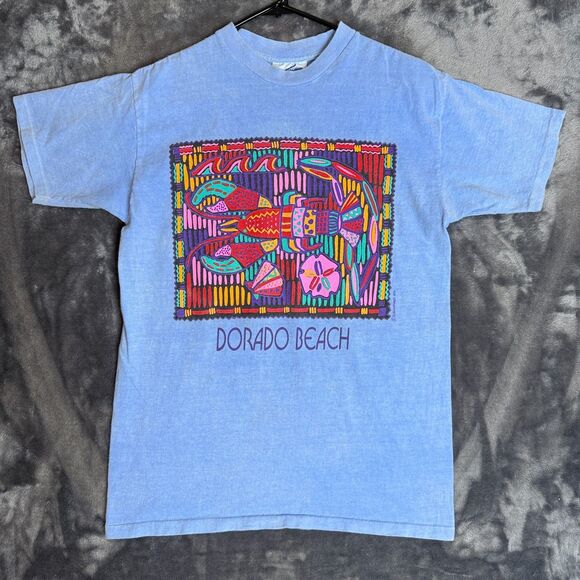 Vintage Dorado Beach Promo Short Sleeve T-Shirt Blue Surf Size Medium - Picture 1 of 7